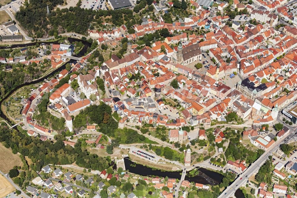 Aerial photograph Bautzen - City view on the river bank of Hauptspree in Bautzen in the state Saxony, Germany