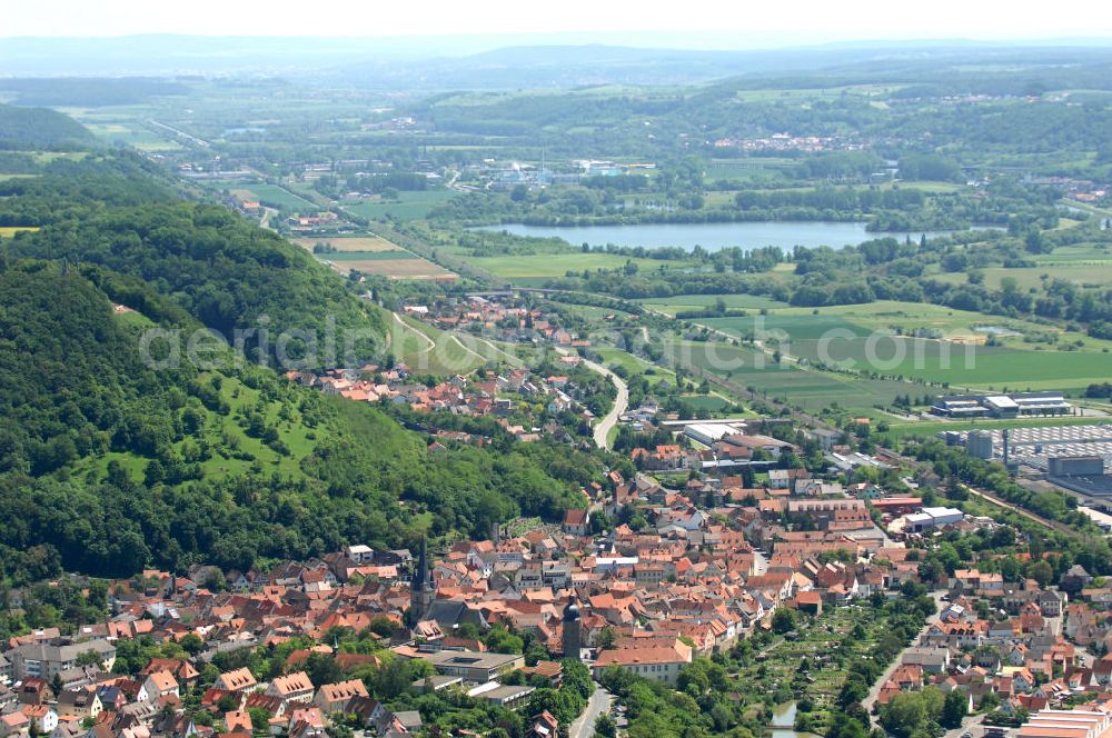 Zeil am Main from the bird's eye view: Cityscape with the Parish Church of St. Michael in the old town of the City Zeil at the Main in Bavaria