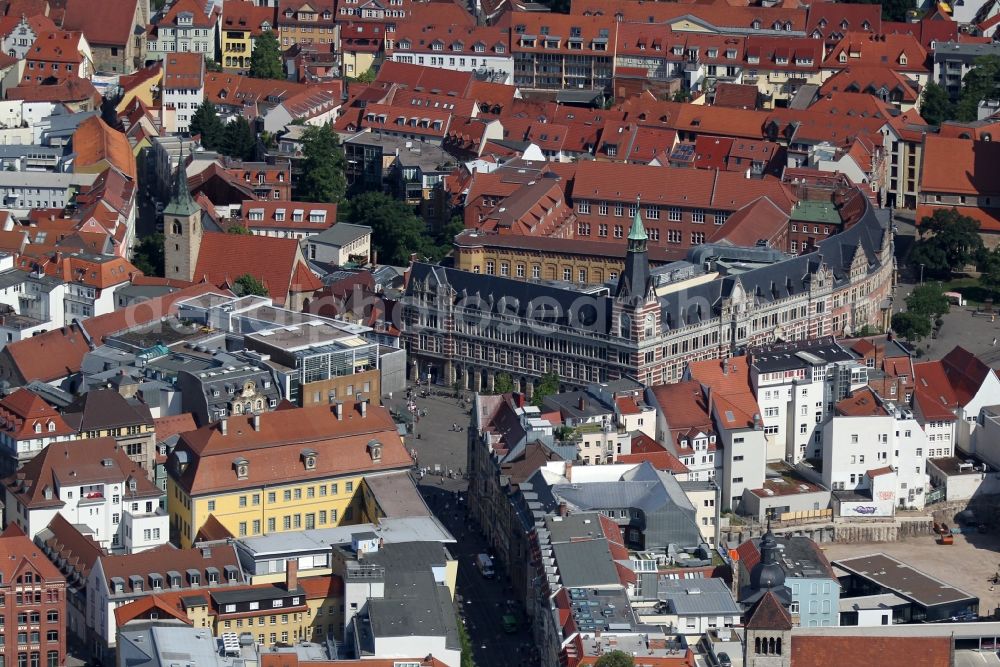 Aerial image Erfurt - Old Town area and city center in Erfurt in the state Thuringia