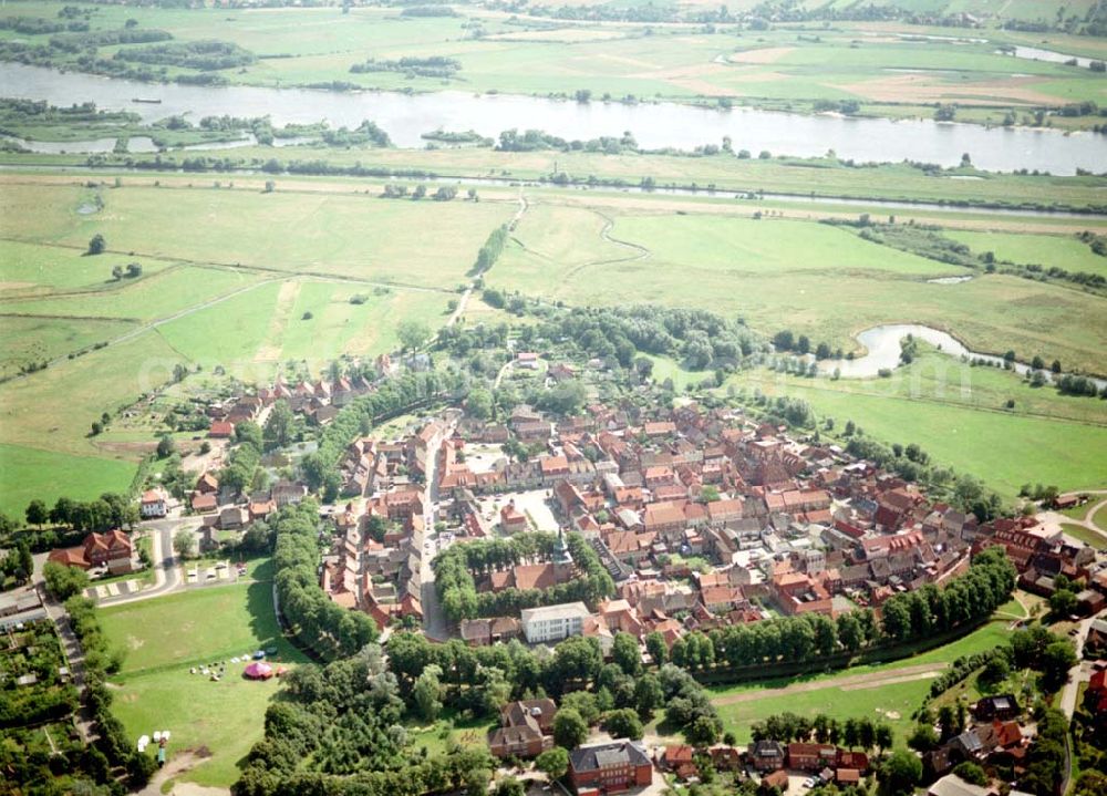 Aerial photograph Boizenburg - Altstadtbereich von Boizenburg in Mecklenburg - Vorpommern.