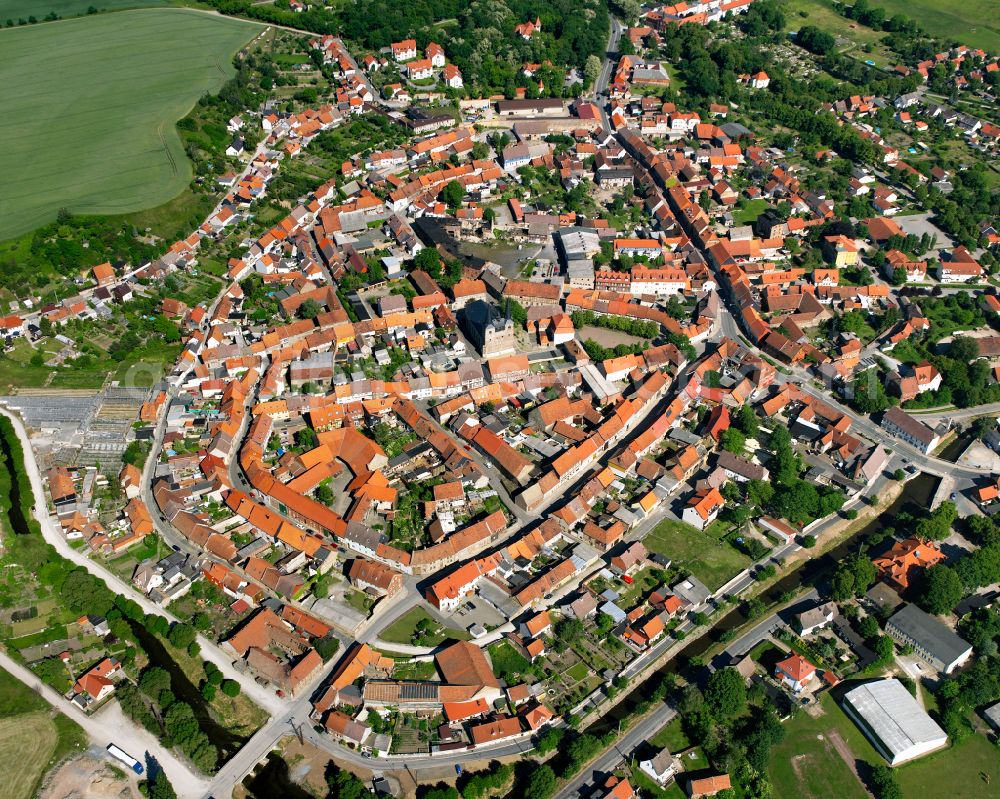 Aerial image Derenburg - Old Town area and city center in Derenburg in the state Saxony-Anhalt, Germany