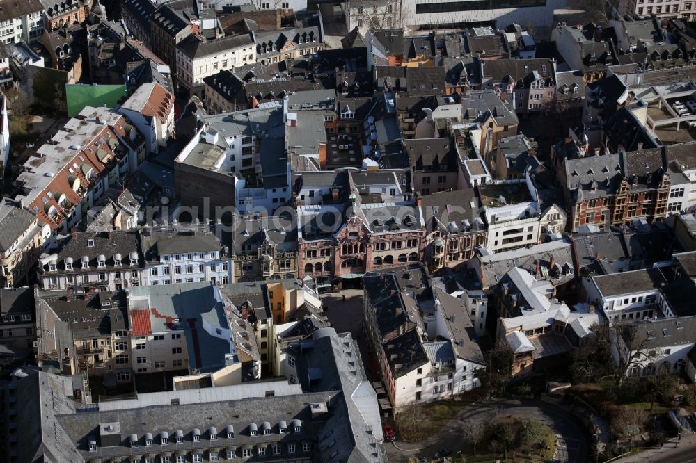 Wiesbaden from above - Old Town area of ??the city on Long Street in the center of Wiesbaden in Hesse