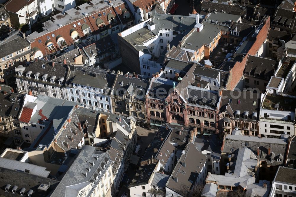 Aerial photograph Wiesbaden - Old Town area of ??the city on Long Street in the center of Wiesbaden in Hesse