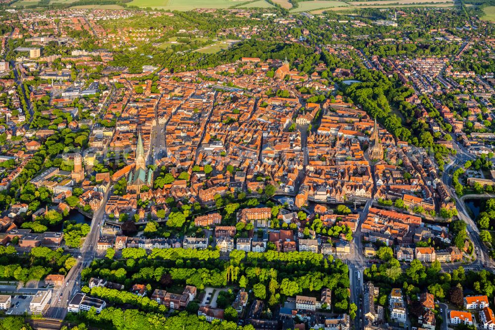 Aerial image Lüneburg - Old Town area and city center in Lueneburg in the state Lower Saxony, Germany