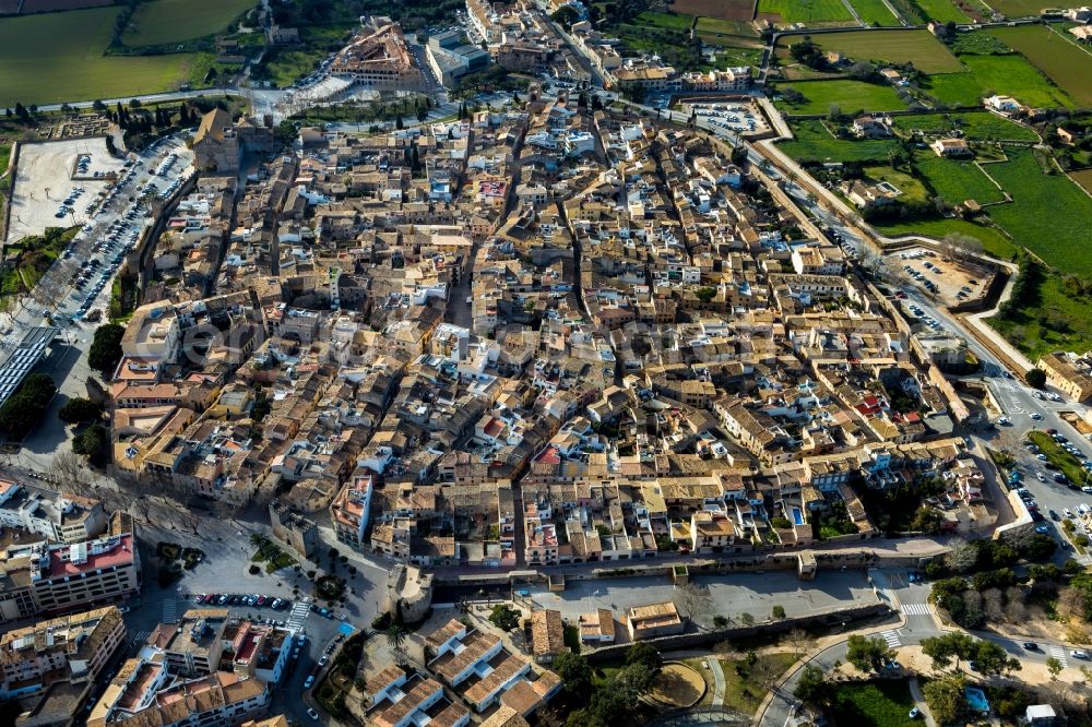 Aerial image Alcudia - Old Town area and city center in Alcudia in Balearische Insel Mallorca, Spain