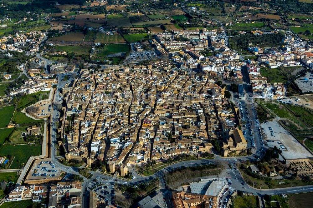 Alcudia from the bird's eye view: Old Town area and city center in Alcudia in Balearische Insel Mallorca, Spain