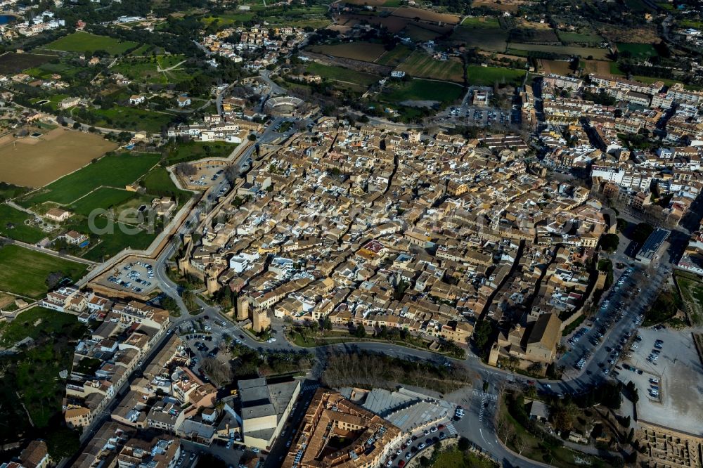 Aerial image Alcudia - Old Town area and city center in Alcudia in Balearische Insel Mallorca, Spain