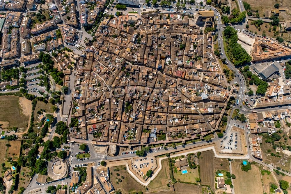 Alcudia from above - Old Town area and city center in Alcudia in Balearische Insel Mallorca, Spain