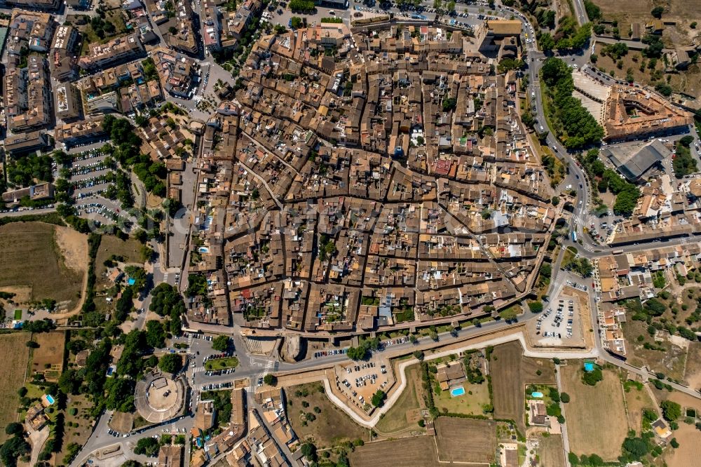 Alcudia from the bird's eye view: Old Town area and city center in Alcudia in Balearische Insel Mallorca, Spain