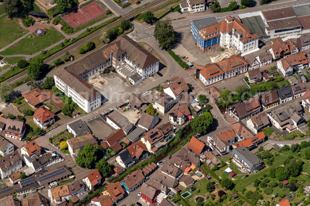 Aerial image Alpirsbach - Old Town area and city center on street Karlstrasse in Alpirsbach in the state Baden-Wuerttemberg, Germany