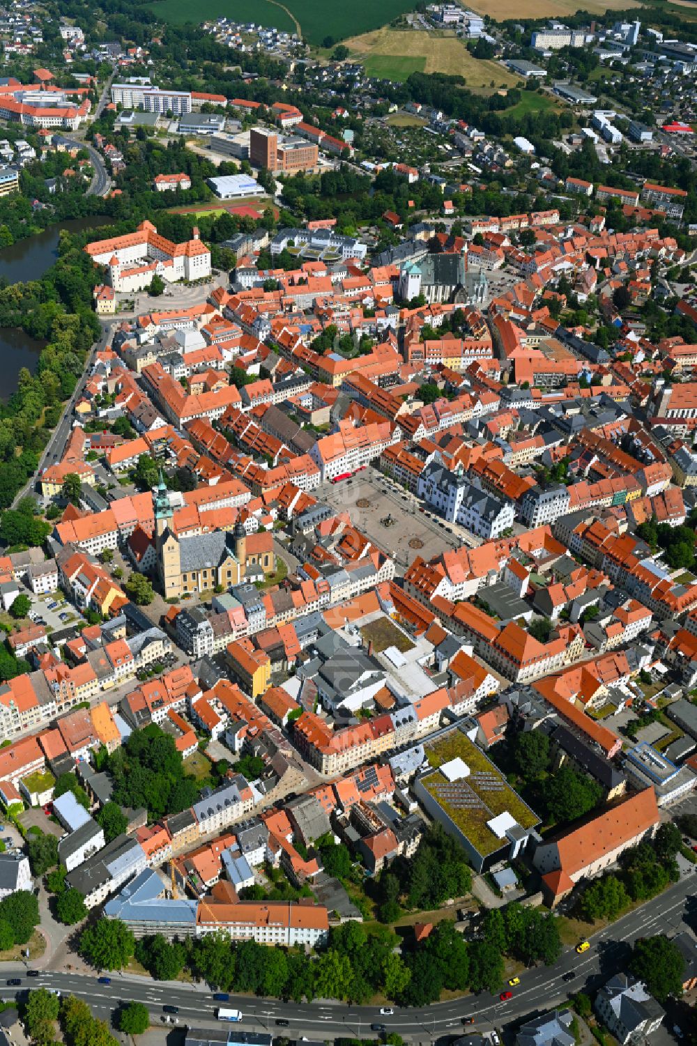 Altstadt from above - Old Town area and city center in Altstadt in the state Saxony, Germany