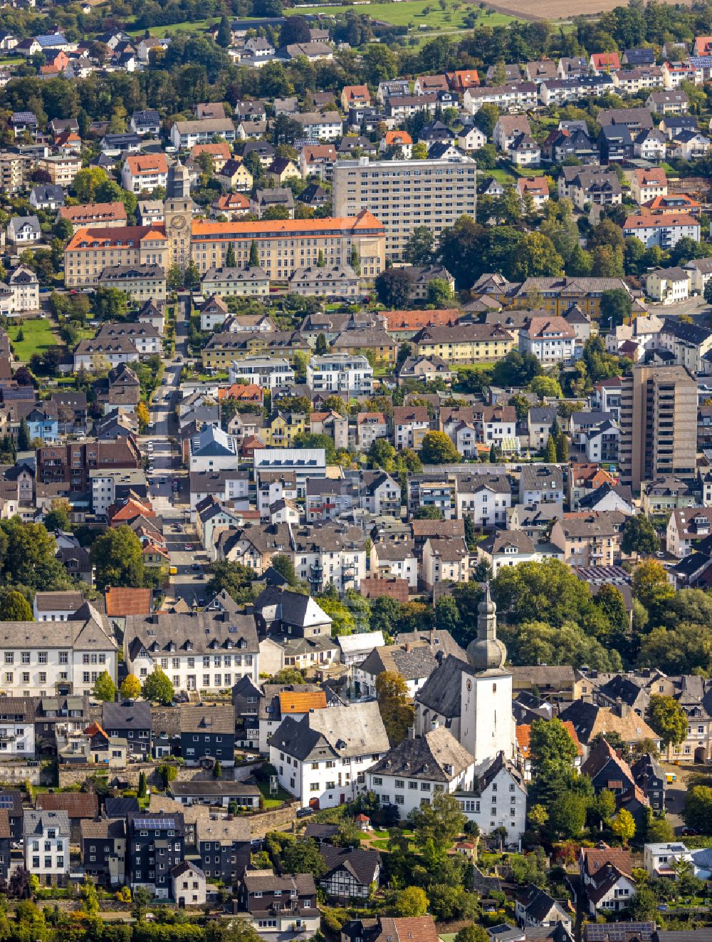 Aerial image Arnsberg - Old Town area and city center in Arnsberg in the state North Rhine-Westphalia, Germany