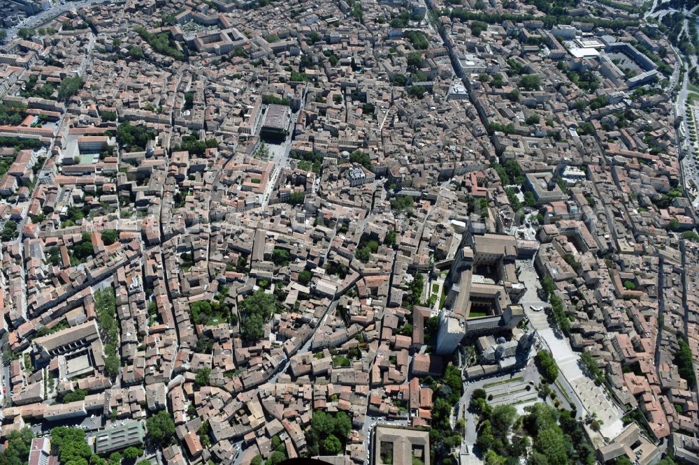 Aerial image Avignon - Old Town area and city center in Avignon in Provence-Alpes-Cote d'Azur, France