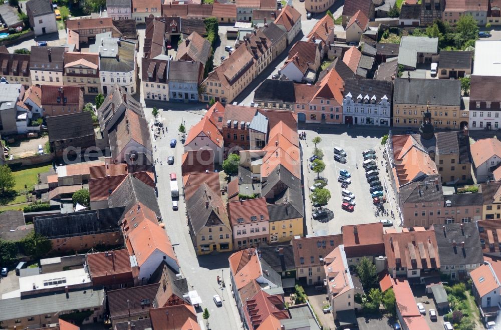 Bad Belzig from above - Old Town area and city center in Bad Belzig in the state Brandenburg, Germany