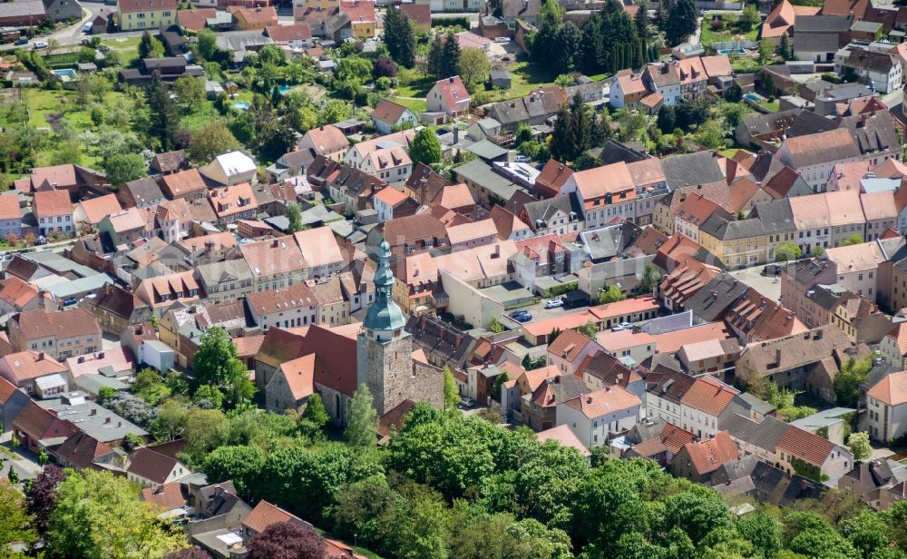 Bad Belzig from the bird's eye view: Old Town area and city center in Bad Belzig in the state Brandenburg, Germany