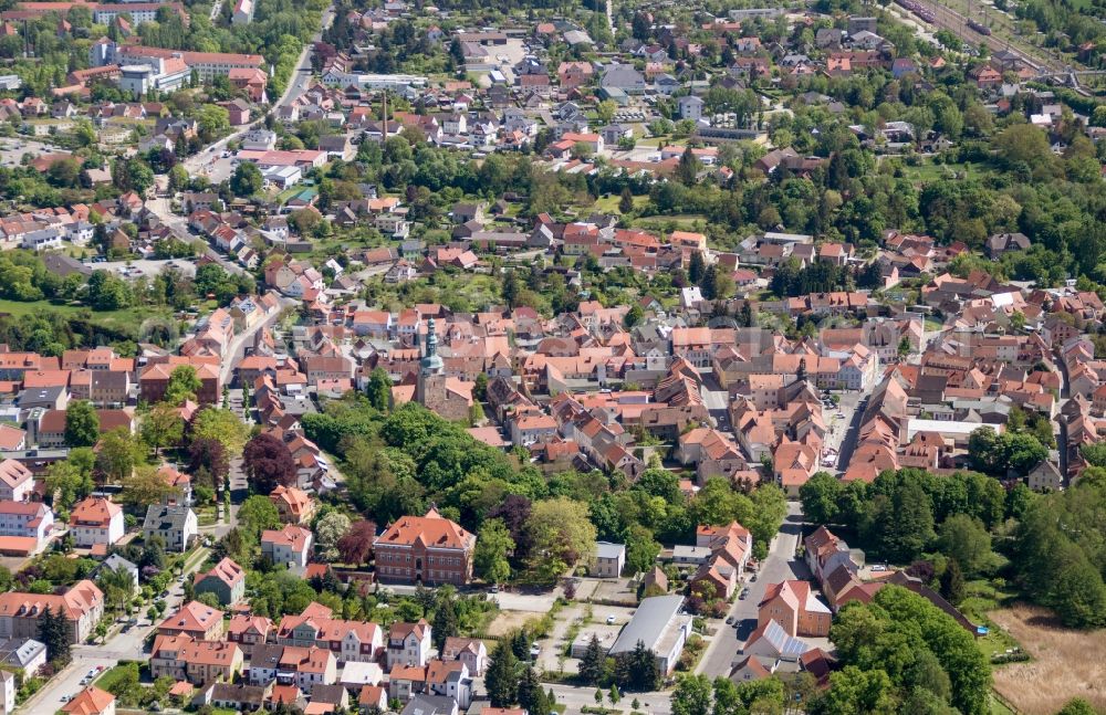 Aerial image Bad Belzig - Old Town area and city center in Bad Belzig in the state Brandenburg, Germany