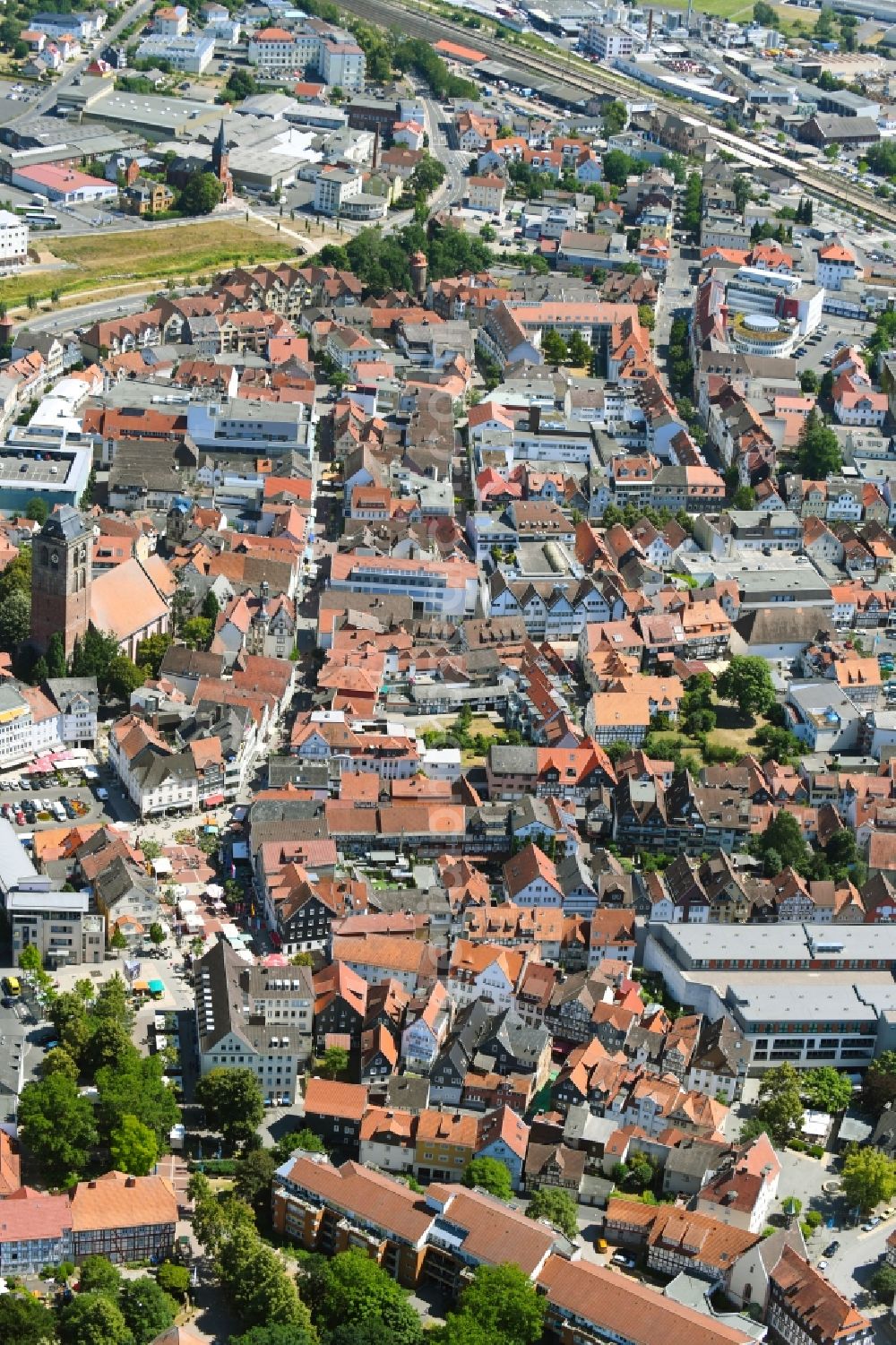 Aerial photograph Bad Hersfeld - Old Town area and city center in Bad Hersfeld in the state Hesse, Germany