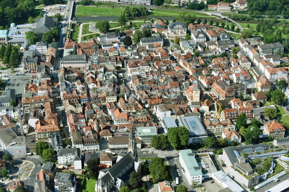 Bad Kissingen from the bird's eye view: Old Town area and city center in Bad Kissingen in the state Bavaria, Germany