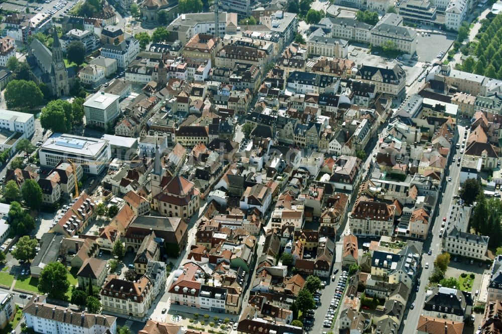 Aerial image Bad Kissingen - Old Town area and city center in Bad Kissingen in the state Bavaria, Germany