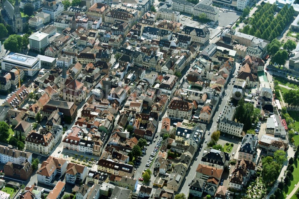 Aerial photograph Bad Kissingen - Old Town area and city center in Bad Kissingen in the state Bavaria, Germany