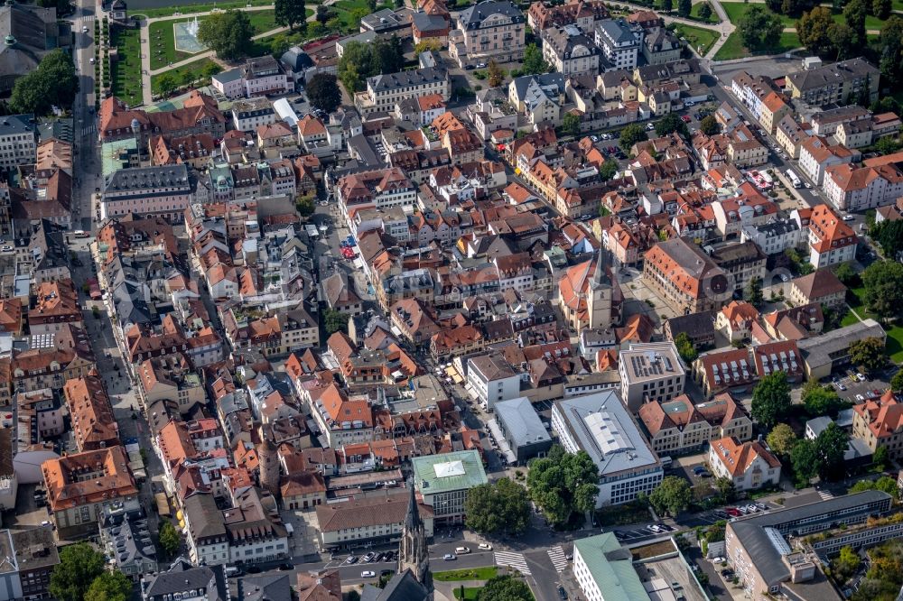 Aerial photograph Bad Kissingen - Old Town area and city center in Bad Kissingen in the state Bavaria, Germany