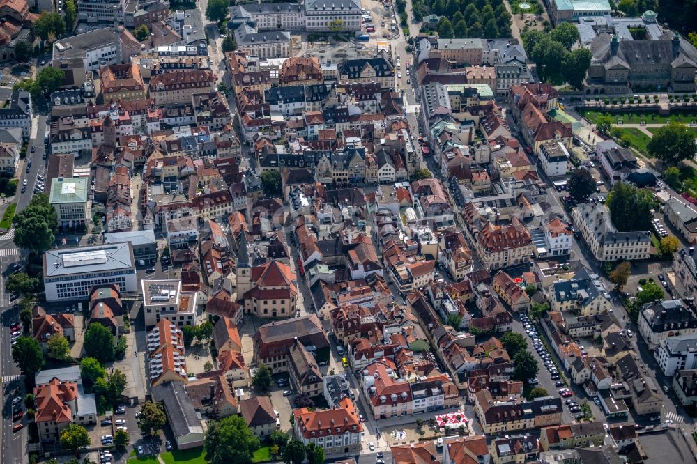 Bad Kissingen from the bird's eye view: Old Town area and city center in Bad Kissingen in the state Bavaria, Germany