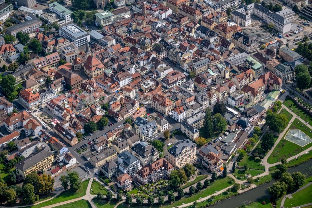 Aerial image Bad Kissingen - Old Town area and city center in Bad Kissingen in the state Bavaria, Germany