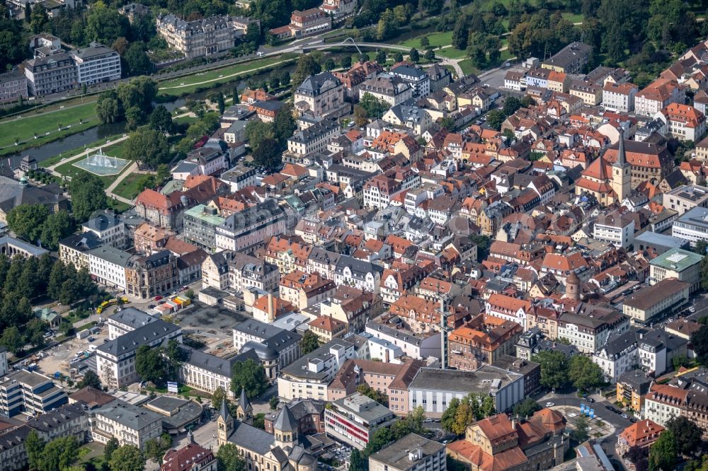 Bad Kissingen from the bird's eye view: Old Town area and city center in Bad Kissingen in the state Bavaria, Germany