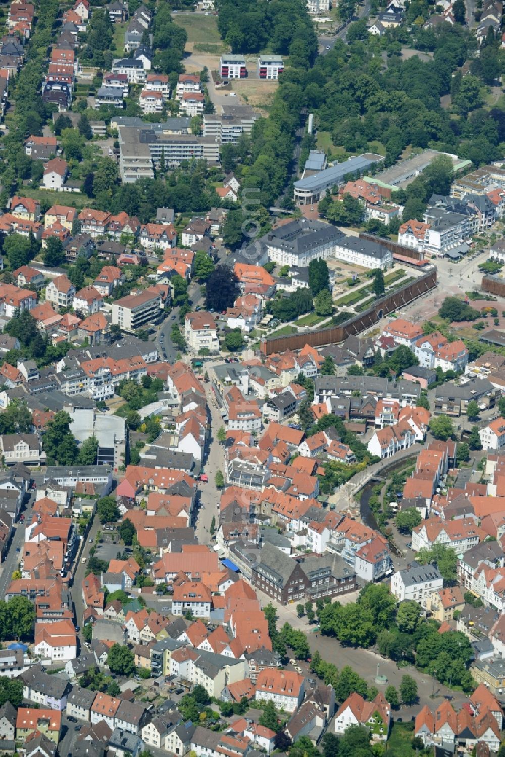 Bad Salzuflen from the bird's eye view: Old Town area and city center in Bad Salzuflen in the state North Rhine-Westphalia