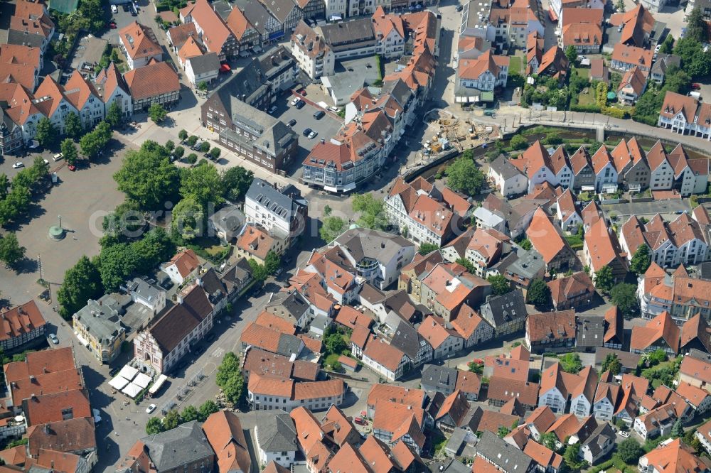 Bad Salzuflen from the bird's eye view: Old Town area and city center in Bad Salzuflen in the state North Rhine-Westphalia