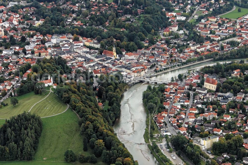 Bad Tölz from above - Bad Toelz an der Isar in Bad Toelz-Wolfratshausen in the state Bavaria