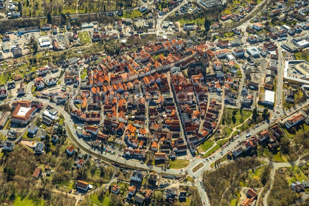 Bad Wildungen from the bird's eye view: Old Town area and city center in Bad Wildungen in the state Hesse, Germany