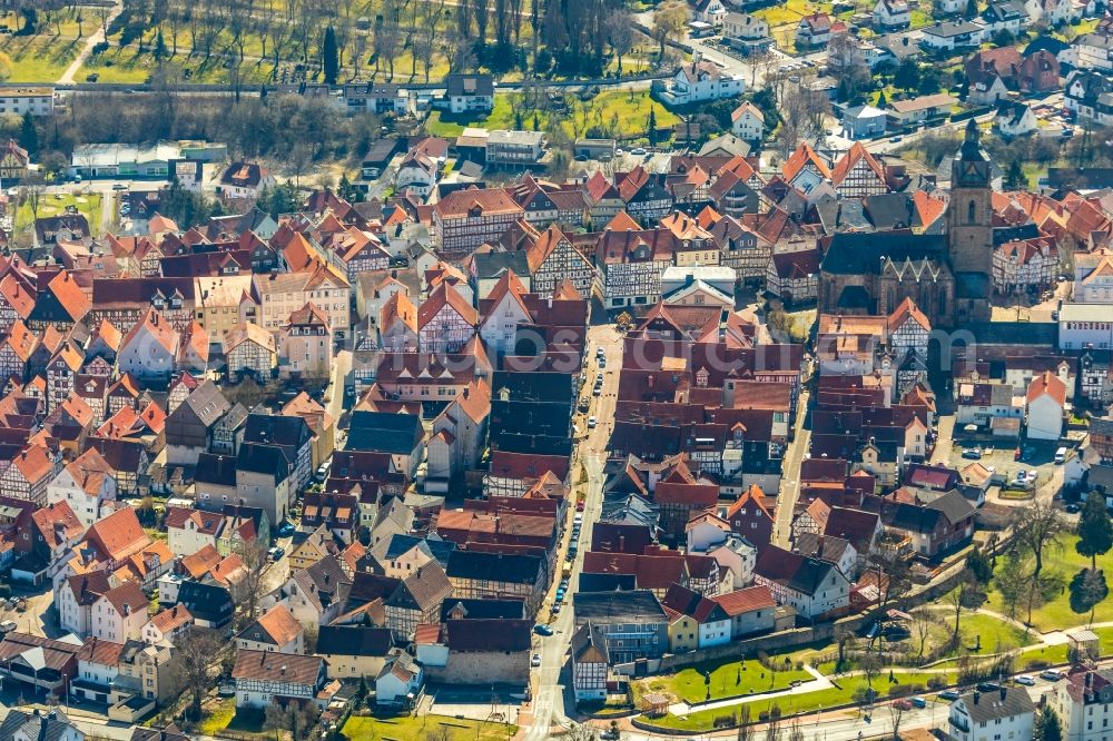 Aerial photograph Bad Wildungen - Old Town area and city center in Bad Wildungen in the state Hesse, Germany