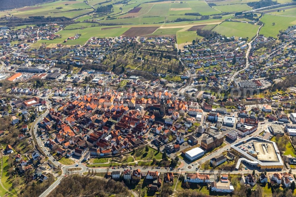 Bad Wildungen from above - Old Town area and city center in Bad Wildungen in the state Hesse, Germany