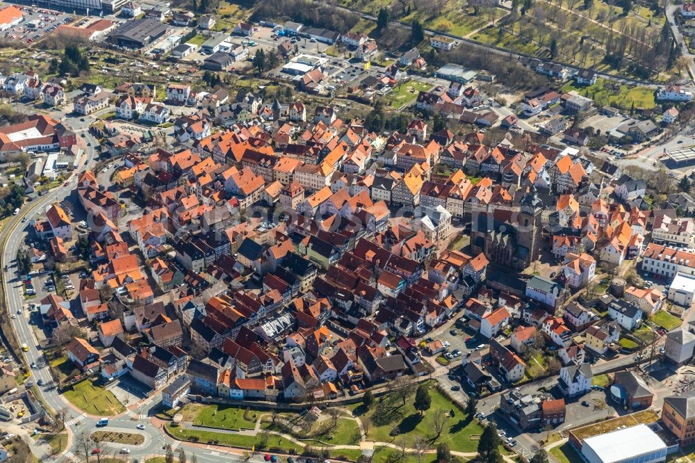 Bad Wildungen from the bird's eye view: Old Town area and city center in Bad Wildungen in the state Hesse, Germany