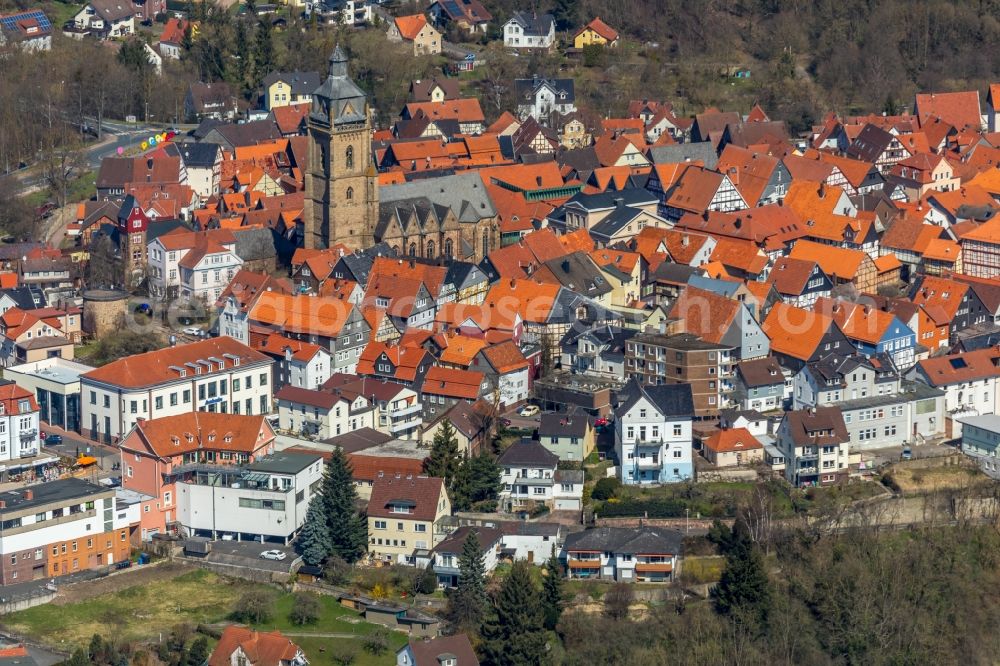 Aerial photograph Bad Wildungen - Old Town area and city center in Bad Wildungen in the state Hesse, Germany