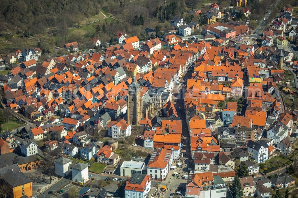 Bad Wildungen from above - Old Town area and city center in Bad Wildungen in the state Hesse, Germany