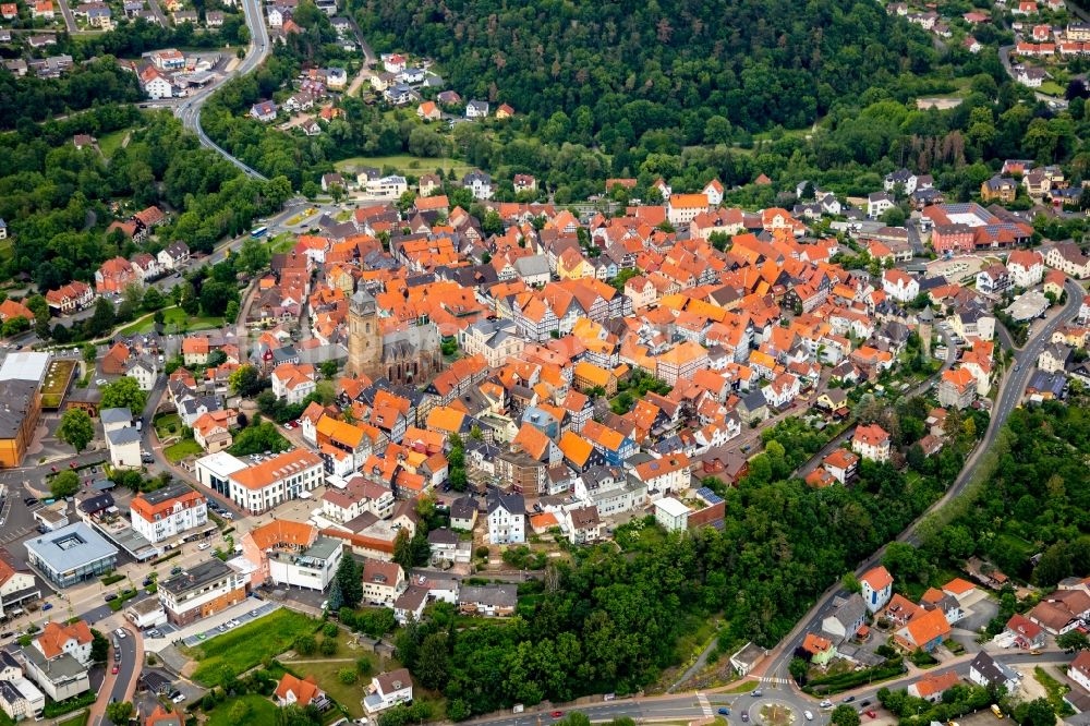 Aerial photograph Bad Wildungen - Old Town area and city center in Bad Wildungen in the state Hesse, Germany