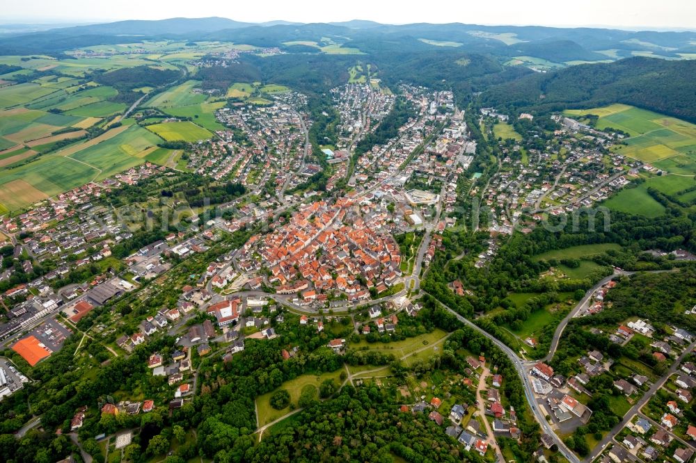 Aerial photograph Bad Wildungen - Old Town area and city center in Bad Wildungen in the state Hesse, Germany