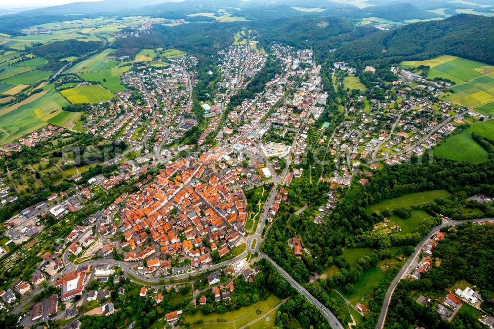 Bad Wildungen from above - Old Town area and city center in Bad Wildungen in the state Hesse, Germany