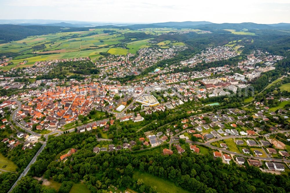 Aerial image Bad Wildungen - Old Town area and city center in Bad Wildungen in the state Hesse, Germany