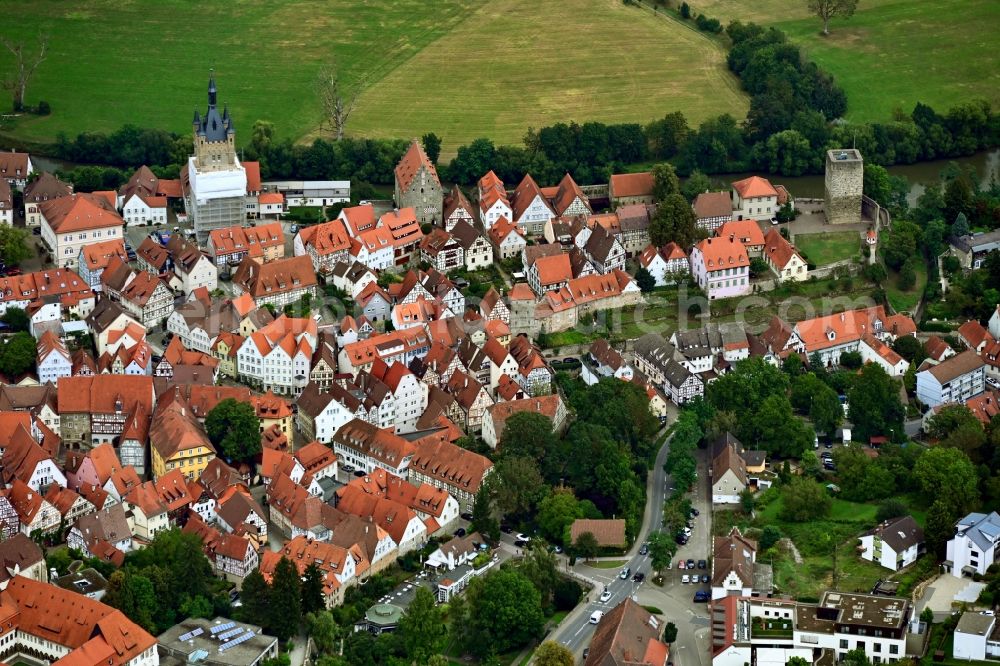 Bad Wimpfen from the bird's eye view: Old Town area and city center in Bad Wimpfen in the state Baden-Wuerttemberg, Germany