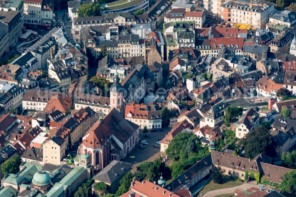 Aerial image Baden-Baden - Old Town area and city center in Baden-Baden in the state Baden-Wurttemberg, Germany