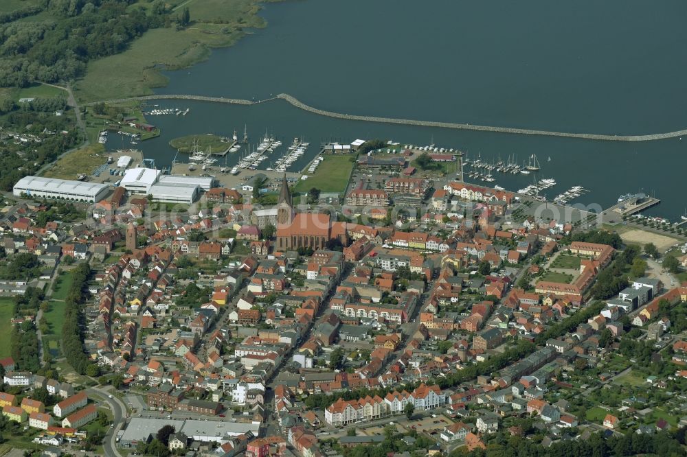 Barth from above - Old Town area and city center in Barth in the state Mecklenburg - Western Pomerania, Germany