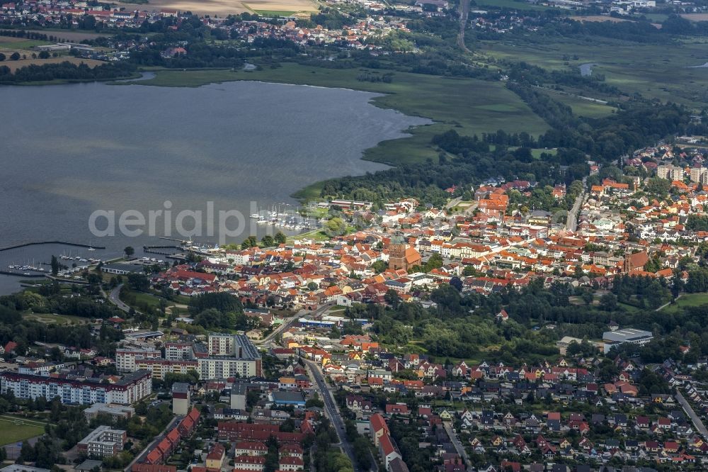 Barth from above - Old Town area and city center in Barth in the state Mecklenburg - Western Pomerania, Germany