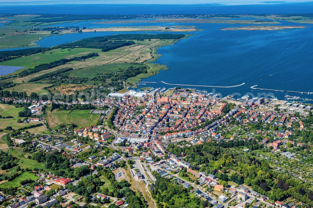 Barth from above - Old Town area and city center on the coast of the Baltic Sea in Barth in the state Mecklenburg - Western Pomerania, Germany