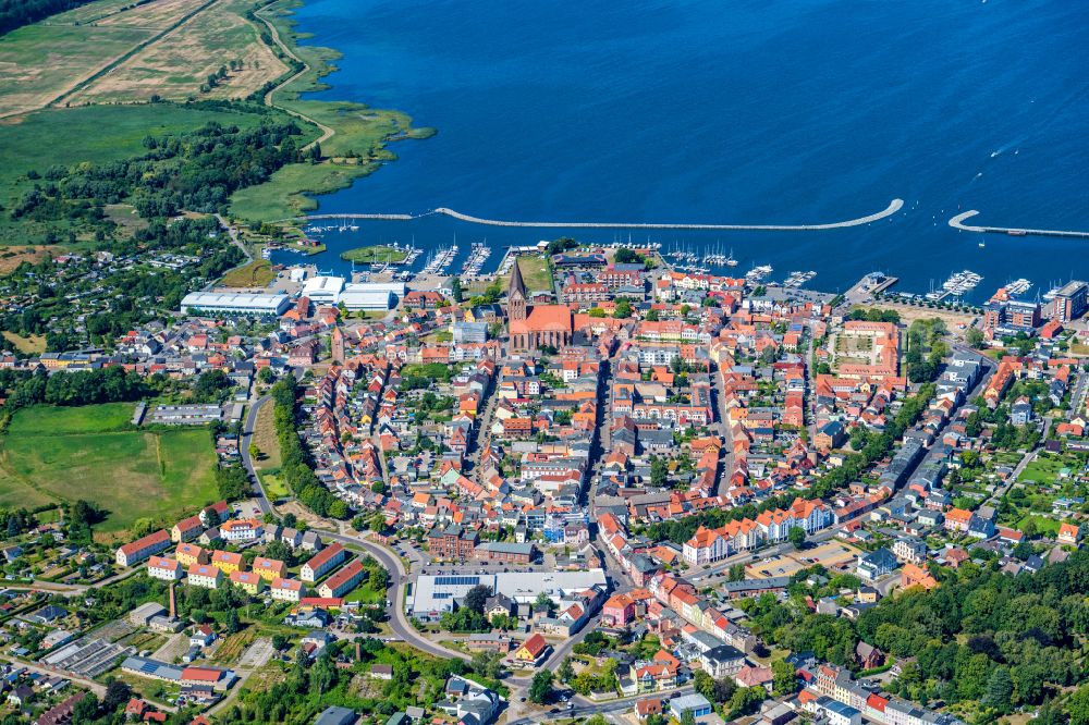 Barth from the bird's eye view: Old Town area and city center on the coast of the Baltic Sea in Barth in the state Mecklenburg - Western Pomerania, Germany