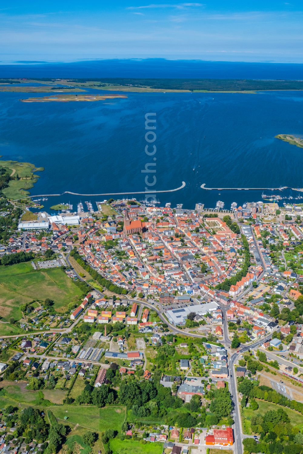 Aerial photograph Barth - Old Town area and city center on the coast of the Baltic Sea in Barth in the state Mecklenburg - Western Pomerania, Germany