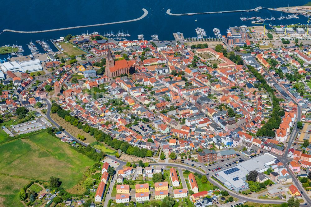 Barth from above - Old Town area and city center on the coast of the Baltic Sea in Barth in the state Mecklenburg - Western Pomerania, Germany