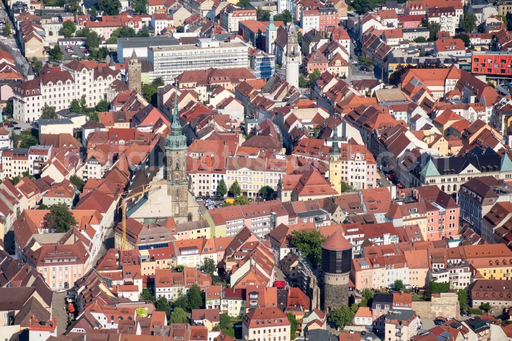 Aerial photograph Bautzen - Old Town area and city center in Bautzen in the state Saxony, Germany